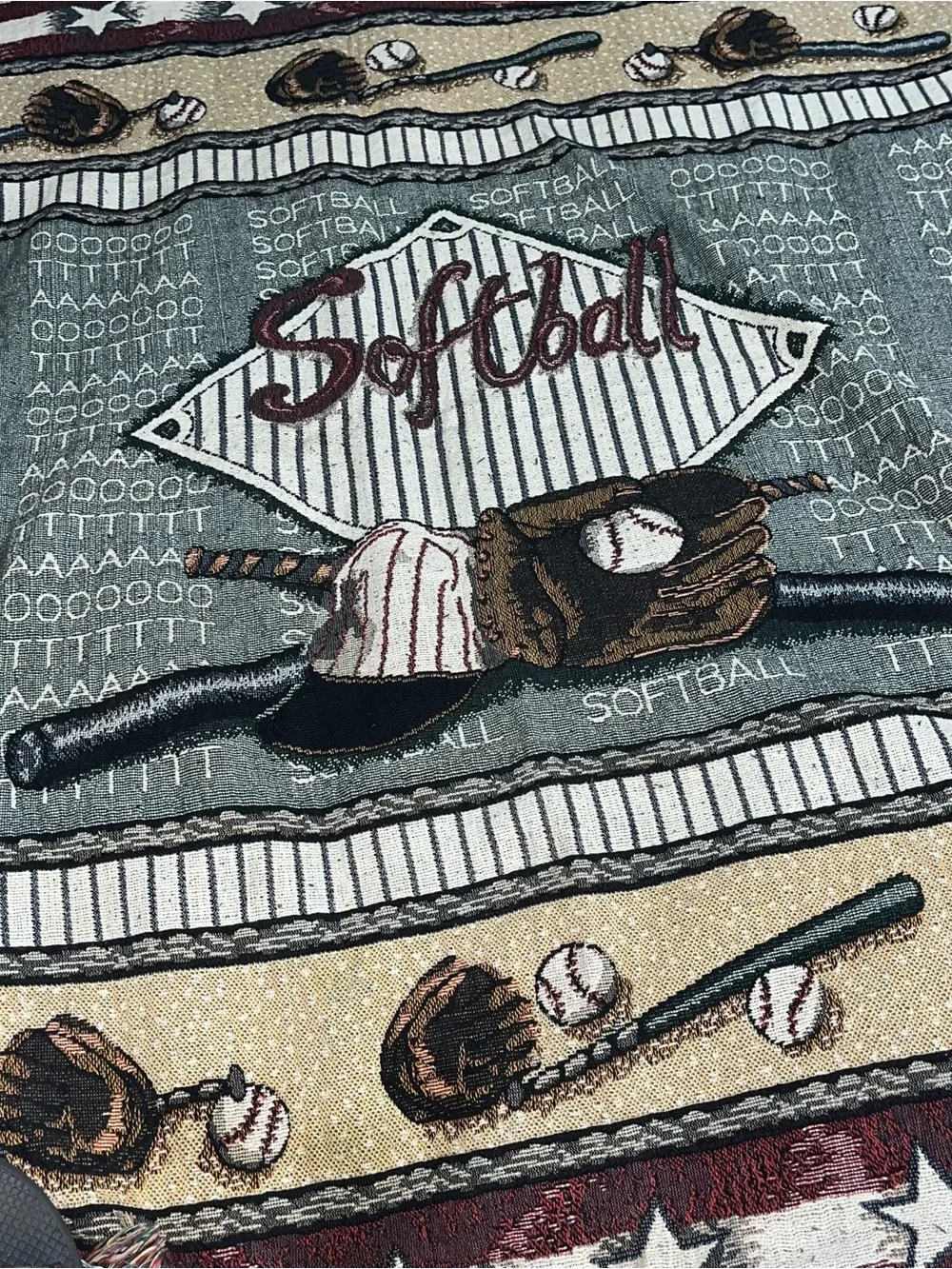 Softball Themed Decorative Woven Throw Blanket Baseball